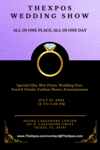 TheXpos Wedding Show Invitation on July 21st at Ocoee Lakeshore Center in Ocoee Florida.