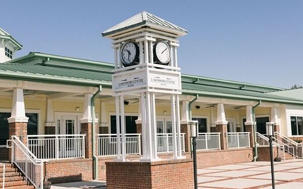 Ocoee Lakeshore Center Lakeside Patio and clock tower