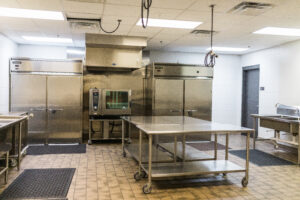 The kitchen inside Ocoee Lakeshore Center in Ocoee, FL for weddings and events.